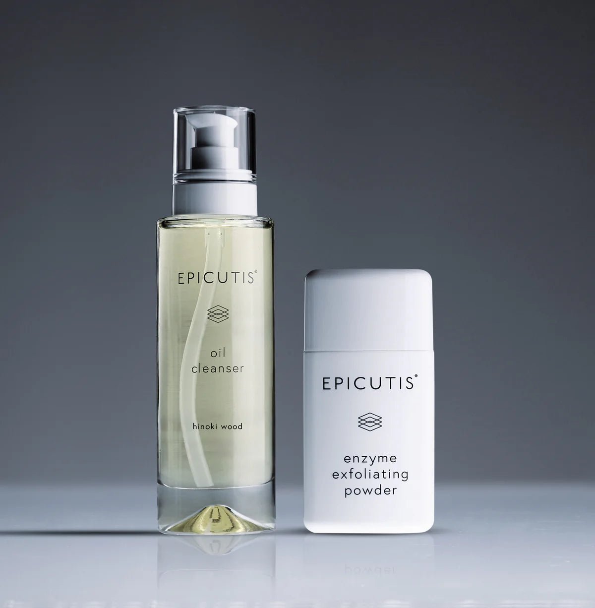 Two skincare products from Epicutis on a gray background