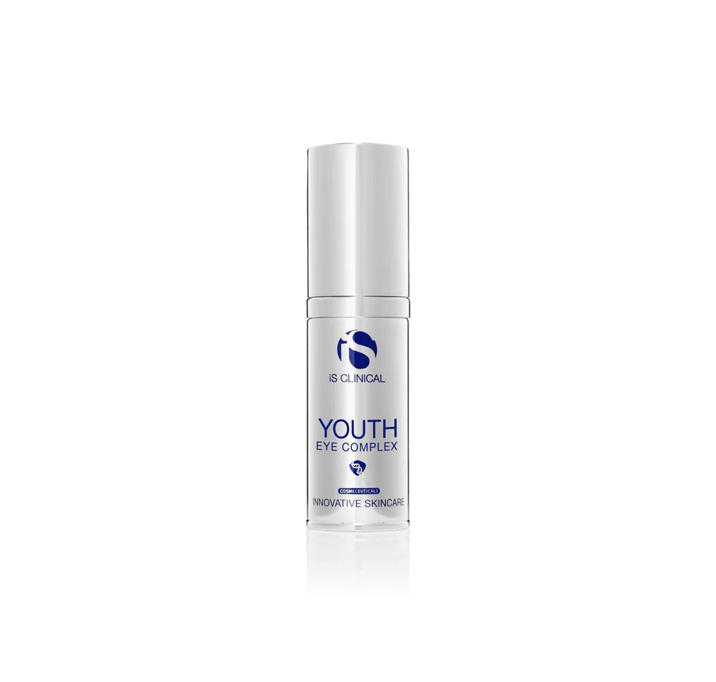 Skincare product labeled 'Youth Eye Complex' on a green background